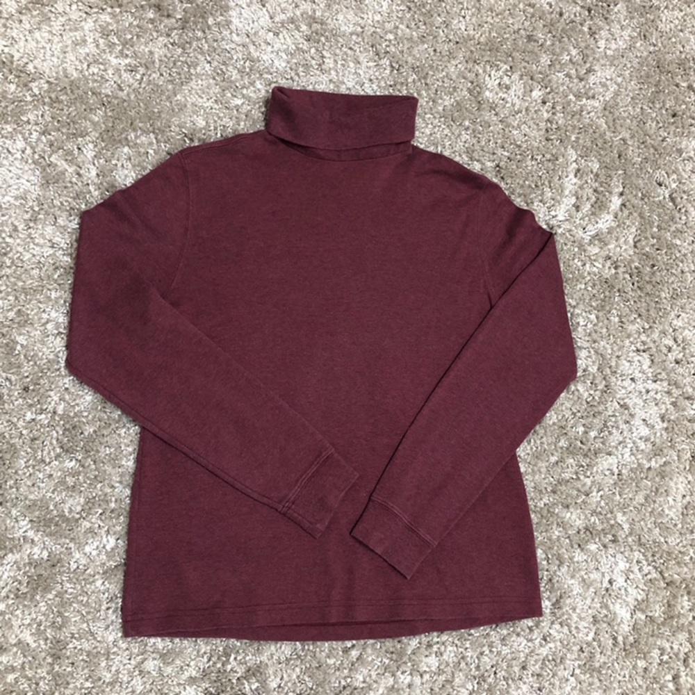 Lands End Maroon Mock Neck Size S
